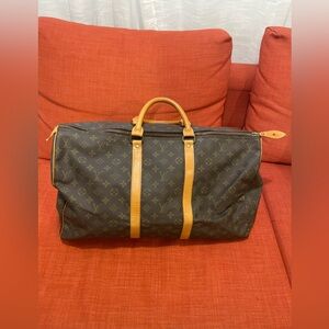 Louis Vuitton keepall 50 Luxury Brown Monogram Travel Bag  Vintage from 80s